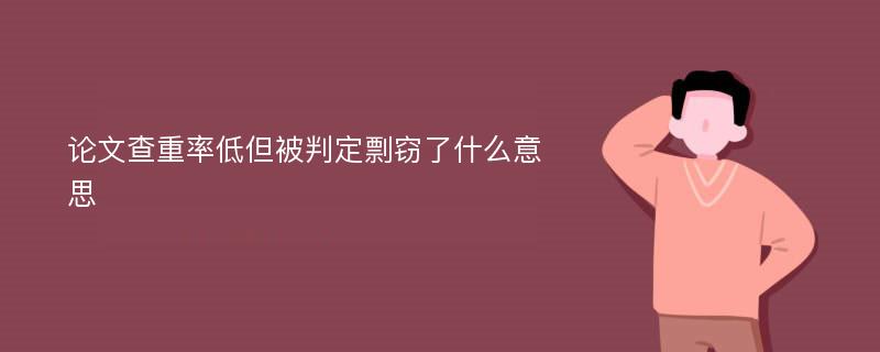 論文查重率低但被判定剽竊了什么意思