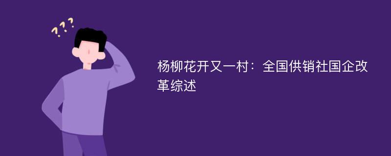 楊柳花開又一村：全國供銷社國企改革綜述