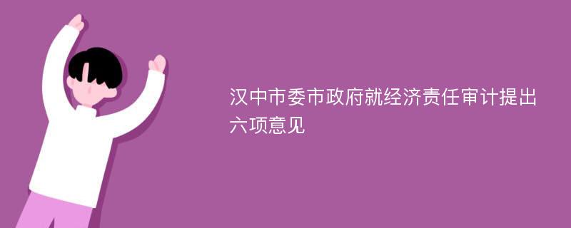 漢中市委市政府就經(jīng)濟責(zé)任審計提出六項意見